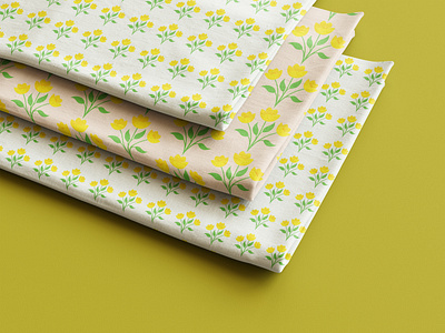 Yellow Floral Fabric Pattern – Spring-Inspired Textile Design minimal floral