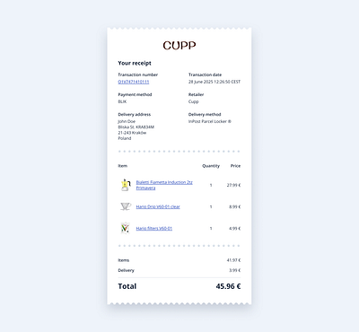E-mail receipt, dailyUI dailyui dailyuichallenge email interface ui ux uxchallenge