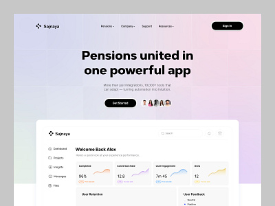 Sajnaya - AI Fintech Startup Mobile App Landing Page Web Design ai fintech clean ui dribble design shot financial technology fintech app design landing page design mobile app landing page modern ui uiux design web design