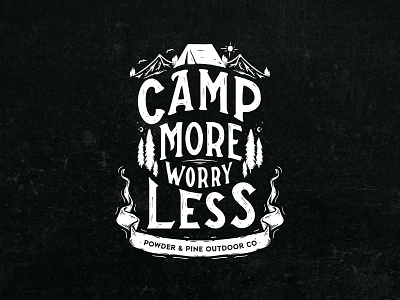 Tshirt Design Camp More Worry Less camp camping customlettering graphic design handdrawn handlettering hiking illustration lettering outdoor outdoor graphic tshirt design typography vintagedesign