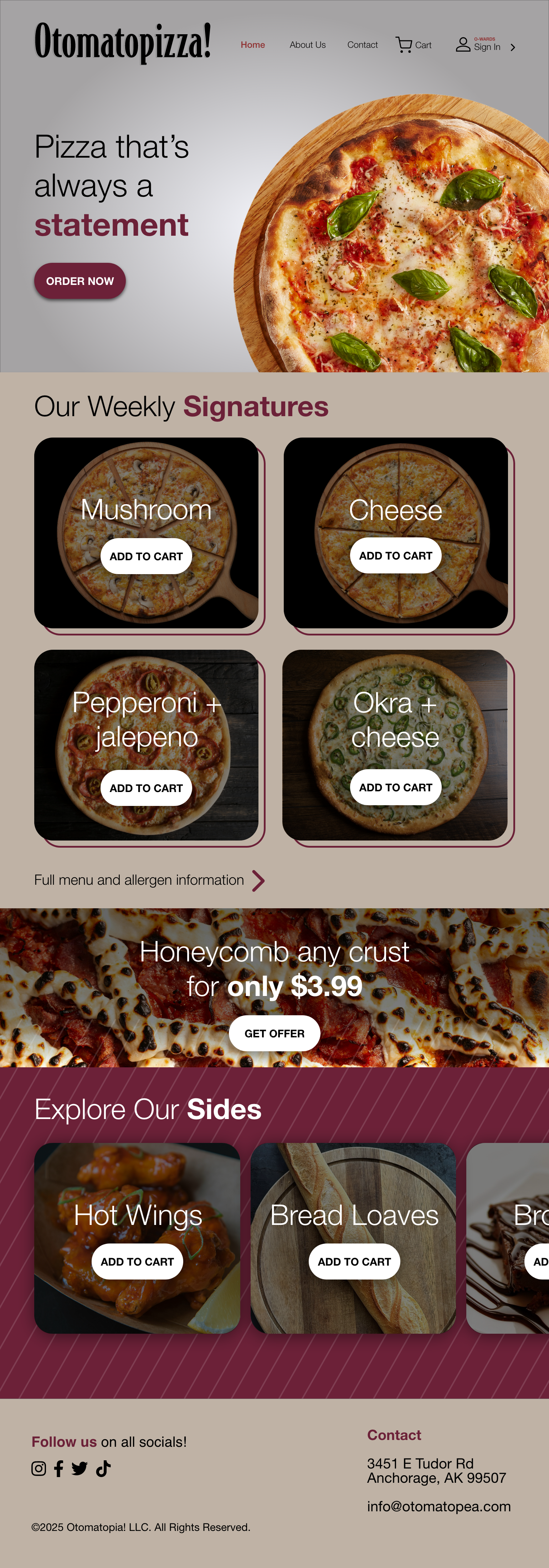 Otomatopizza Website + Branding Elements