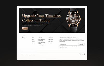 Luxury Watch CTA Banner for Landing Page branding calltoaction ctadesign ecommercedesign herosection highenddesign landingpagedesign luxurybrand luxurywatch minimaldesign premiumdesign productdesign uidesign uxdesign webdesign
