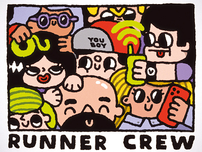 Runner Crew cartoon cute design doodle film friends fun girl illustration japanese kawaii men office people peoples print runner crew sticker t shirt design you boy