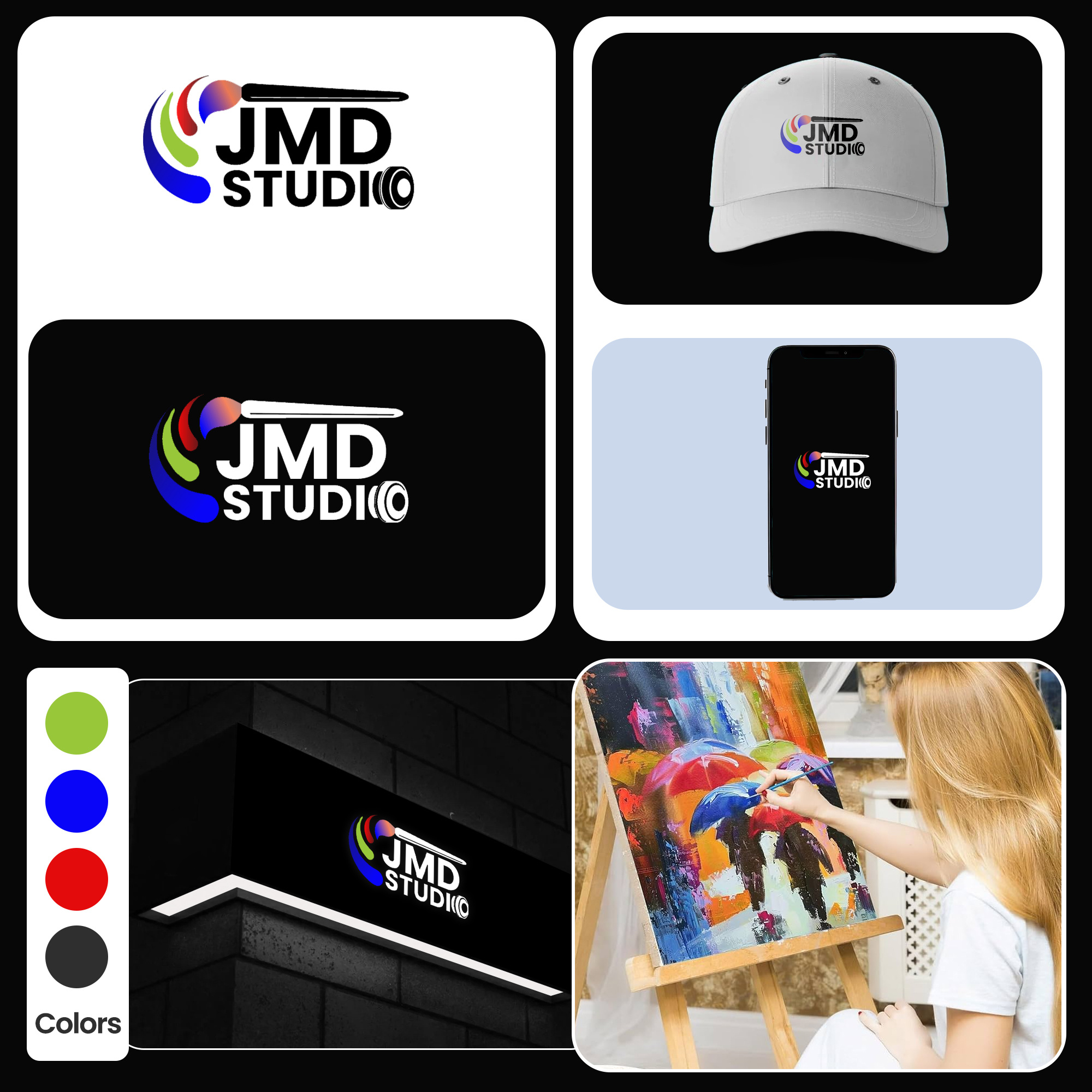JMD Studio logo (Color Palette: Creative & Artistic) and media houses. best logo branding design design logo graphic design logo logo design logos new logo painting painting logo printing printing logo