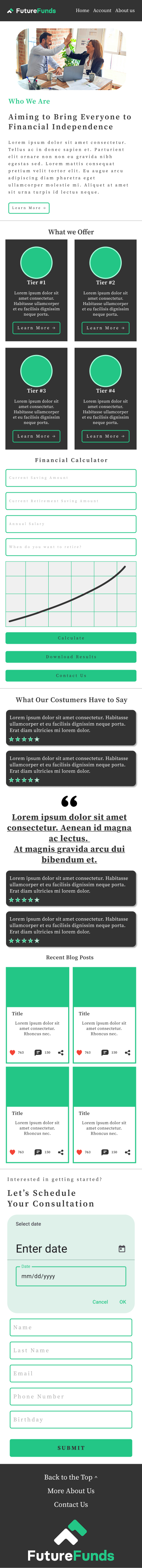 FutureFunds Mobile Website Mockups design figma ui ux