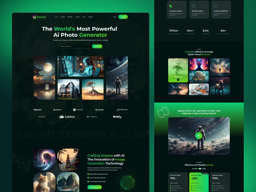 Example of AI Photo Generate Landing Page