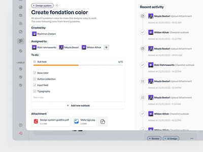 Atoer - task management detail attachment clean data detail detail screen kanban planner product productivity project management saas task app task management task manager team to do saas ui web design website workspace