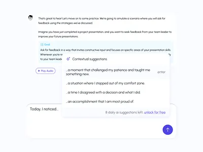 Contextual Suggestions aiux chat ui cleandesign contextual suggestions figmadesign productdesign ui uiuxdesign
