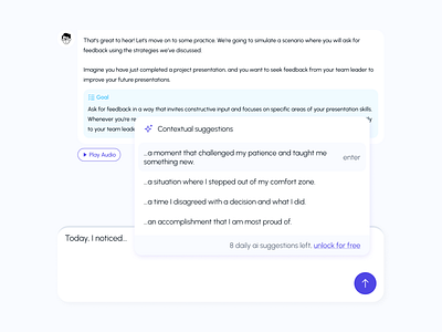 Contextual Suggestions aiux chat ui cleandesign contextual suggestions figmadesign productdesign ui uiuxdesign