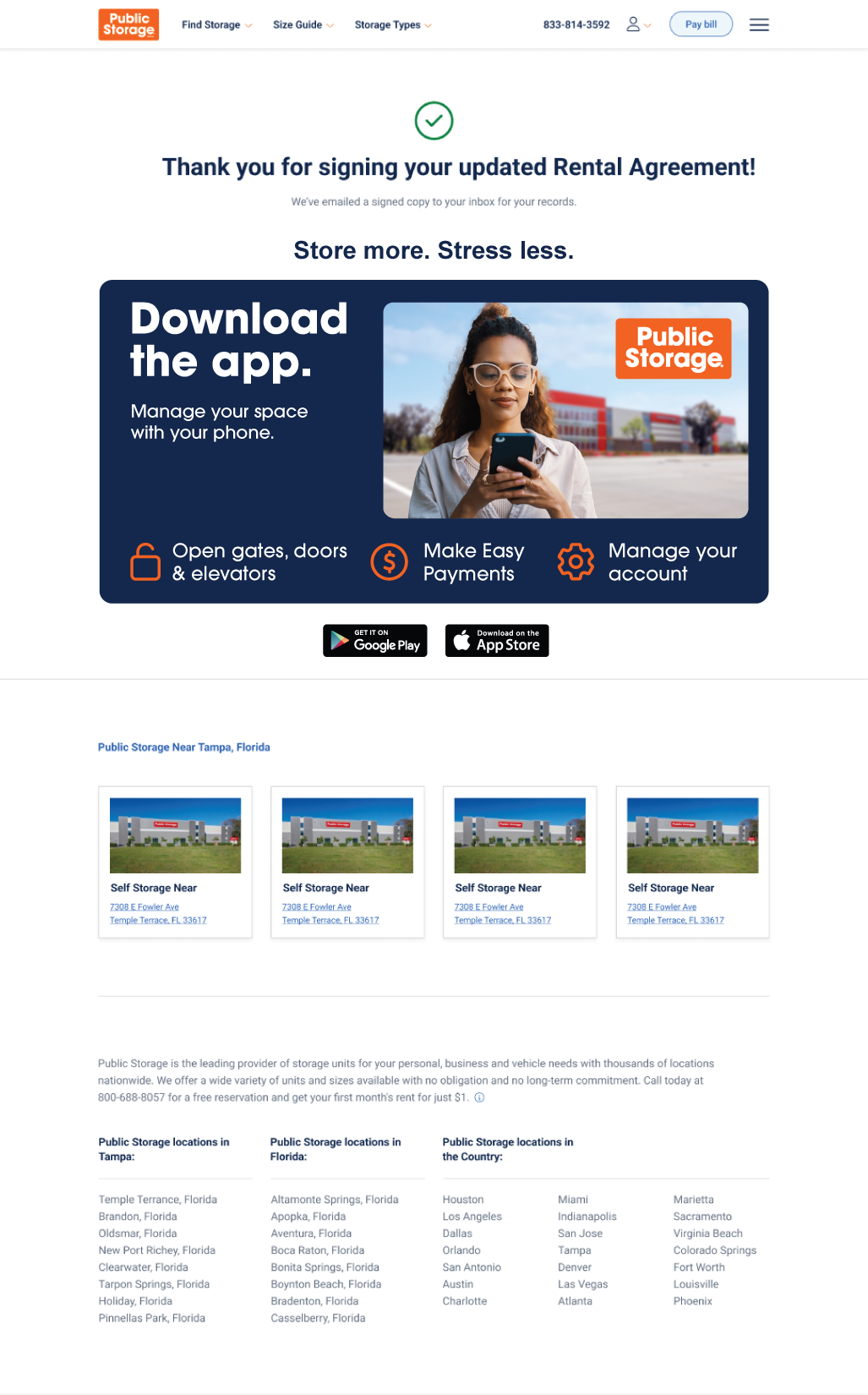 Public Storage Email Design for App branding email design