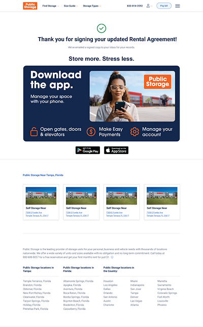 Public Storage Email Design for App branding email design