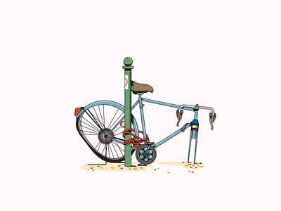 Busted Bike art bike broken design illustration nyc pole