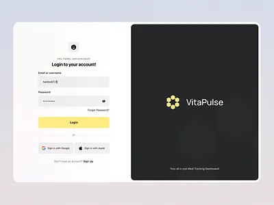VitaPulse Login Screen ai assistant ai dashboard app app design branding design graphic design login login screen ui web app