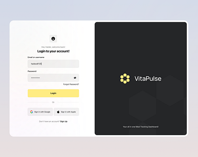 VitaPulse Login Screen ai assistant ai dashboard app app design branding design graphic design login login screen ui web app