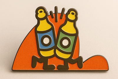 Who's Free? Enamel pin beer brand branding cheers colors drinks enamel pin illustration logo