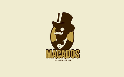 Macados Logo Concept bowtie bronze golden age monocle mustache restaurant roanoke top hat vintage virginia