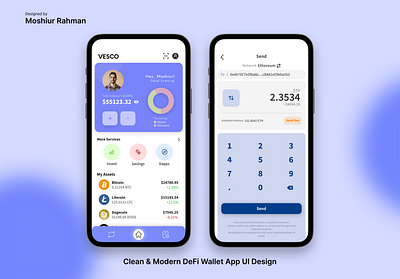 Modern Defi Wallet App Ui Design app design crypto wallet defi app design defi wallet graphic design minimal design ui ux wallet app design