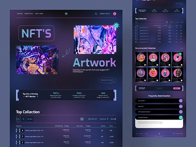 NFT's Artworks Website Landing Page art artist artwork bit crypto crypto web design digital product home page landing page marketplace modern nft nfts sakib ui uiux ux web website