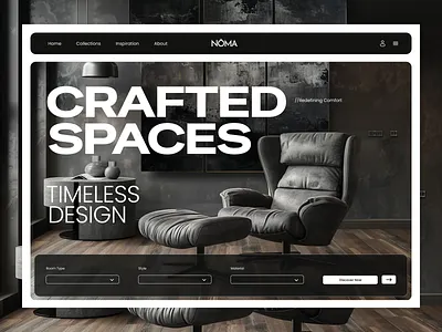 Modern Furniture Website UI – Crafted Spaces crafted spaces furniture hero page minimalist modern product typographic ui web website