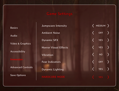 DailyUi 007 - Settings challenge dailyui game horror settings ui