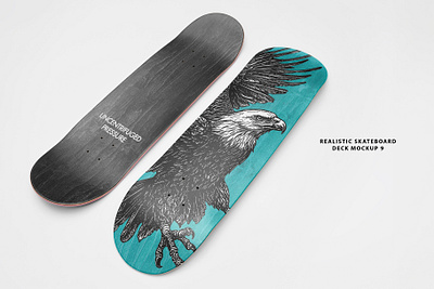 Realistic Skateboard Deck Mockup 9 template vector