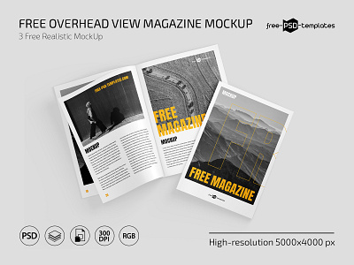 Free Overhead View Magazine Mockup free freebie magazine mockup mockups photoshop psd template templates