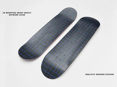 Realistic Skateboard Deck Mockup 9 template vector