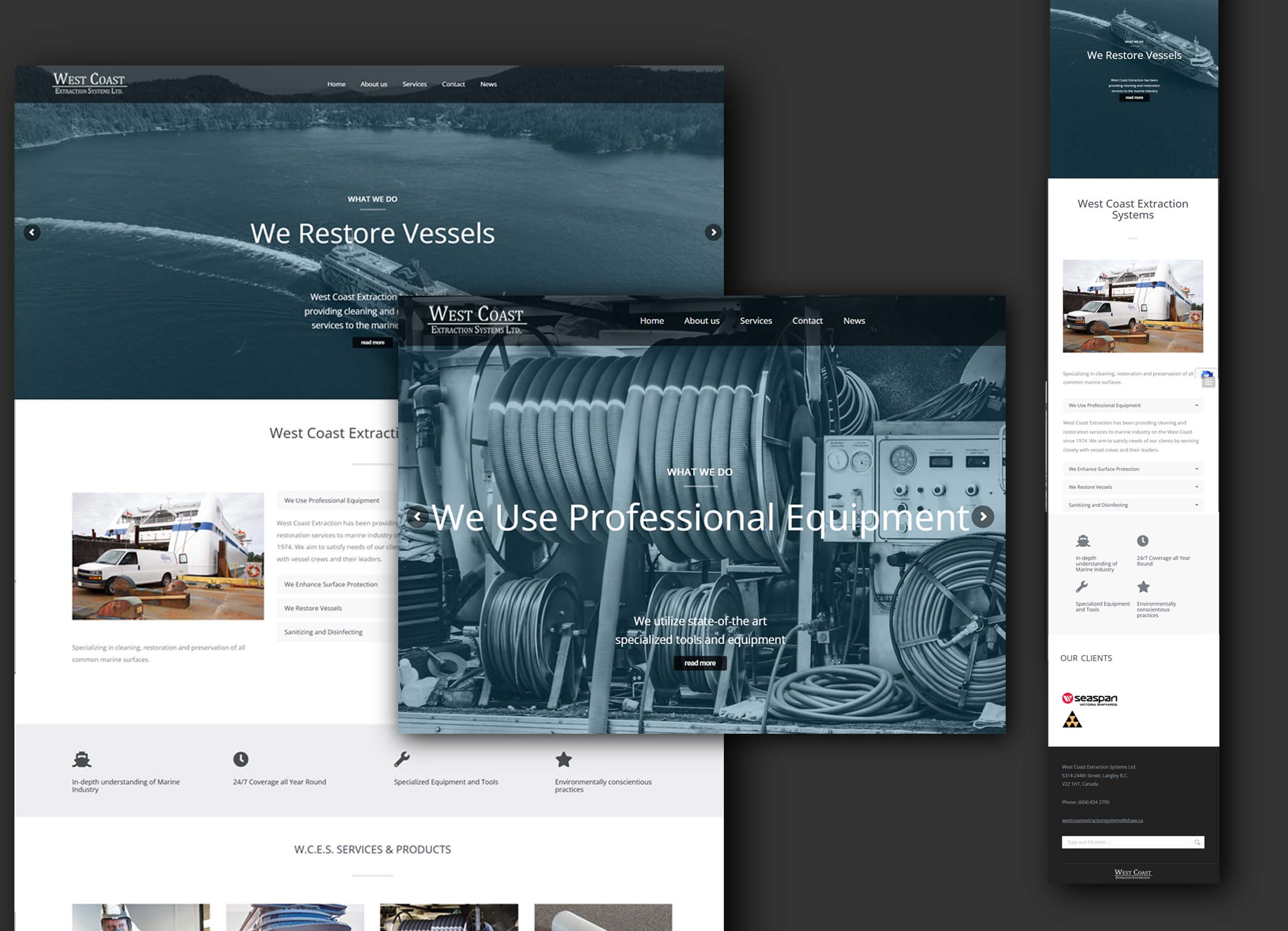 Example of Website Design, WCES, Langley, Canada