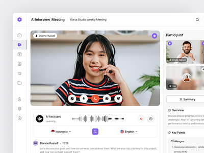 Meetya - AI-Powered Video Communications Platform ai artificial intelligence assistant chat clean communication conference dashboard event live meet meeting moderen online meet product design saas ui ux video video call