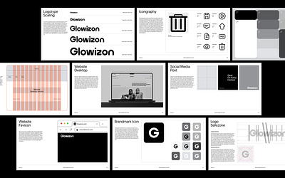 Glowizon - Beauty Brand Guidelines beauty branding black and white brand brand guidelines brandbook branding creativebranding designsystems graphic design identitydesign identitysystem logo minimal styleguide visualidentity