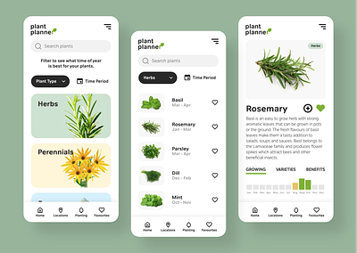 App interface for Plant Planner app design