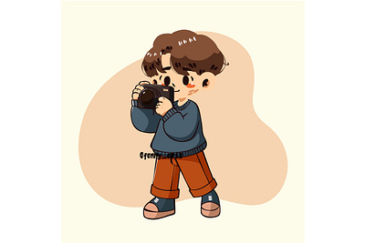 Cartoon Boy Holding a Camera camera cartoon celebration creative day digital event film filming hobbies holding media photograph photography photos shooting snap social videographer view