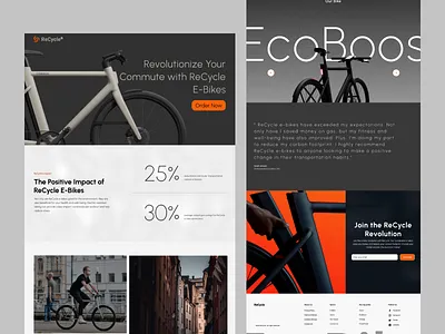 Recycle – Modern E-Bike Landing Page Design bike ebikedesign ecofriendlydesign ecommercedesign greenmobility landingpage minimaldesign moderndesign relumedesignleague uidesign visualdesign webdesign