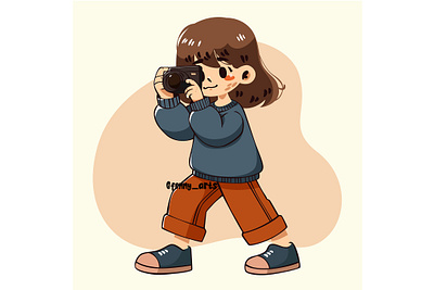 Cartoon Girl Holding a Camera camera cartoon celebration creative day digital event film filming hobbies holding media photograph photographer photos shooting snap social videographer view