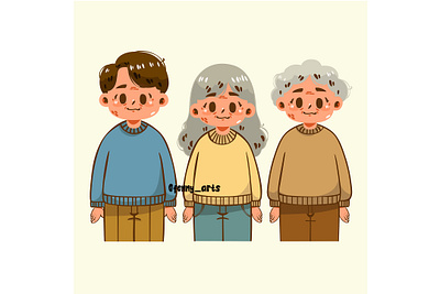 Group of Cartoon Senior Characters age celebration character day elderly event family grandfather grandma grandparents happy old older people person respect retire retirement senior society