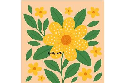Yellow Flower with Lush Green Leaves beautiful bloom blooming blossom botanic botanical botany cartoon daffodil floral flower green leaf leaves nature petals plant seasons spring yellow