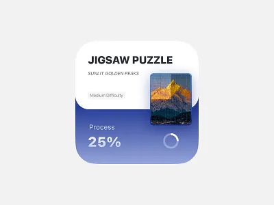 “Sunlit Golden Peaks” Puzzle: 25% Progress badges card design icon illustrations process puzzle ui widget