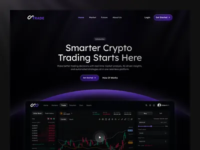 Hero Concept — Smarter Crypto Trading 💻 dark design figma hero market purple saas trade ui ux website