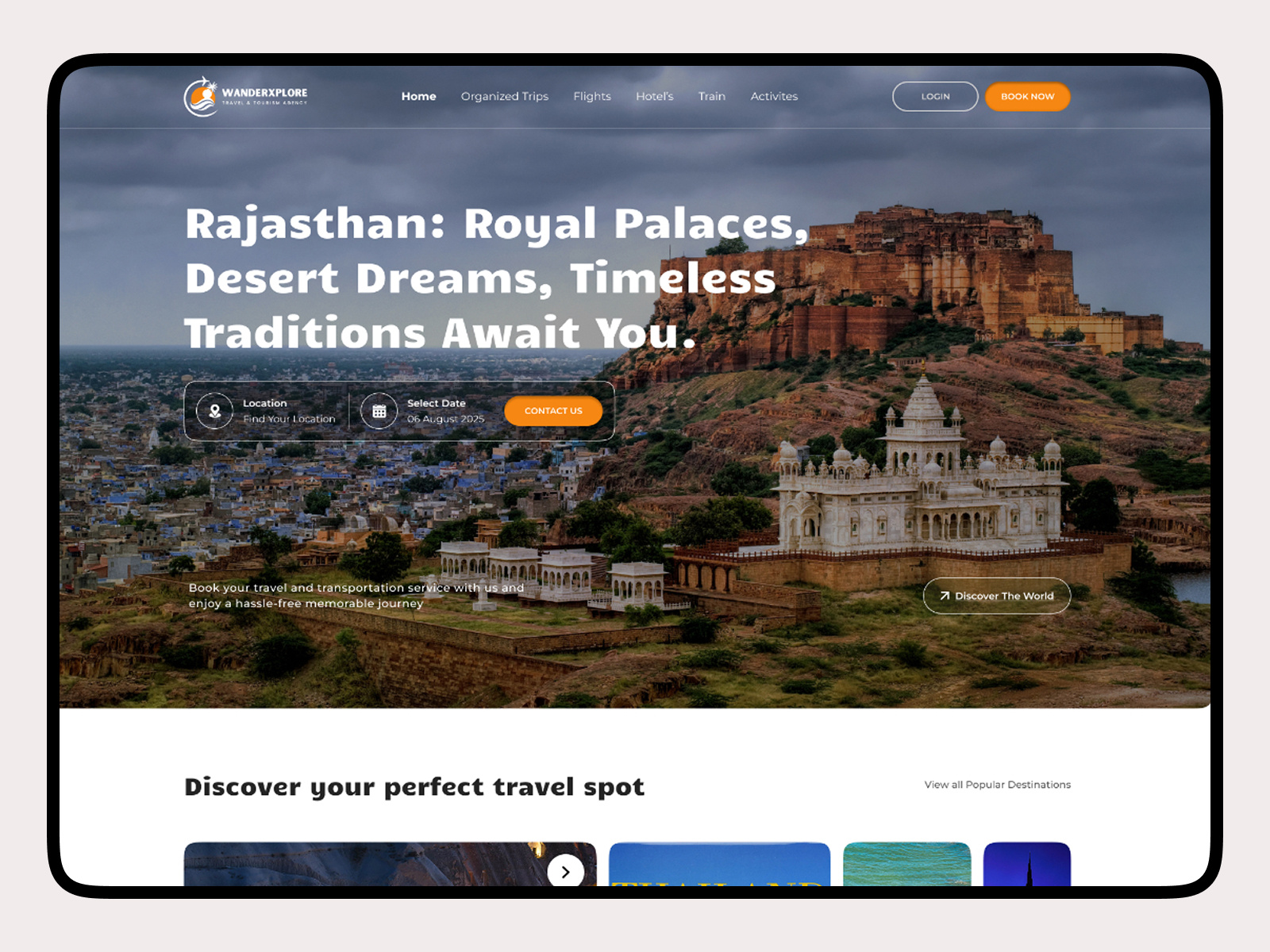 Wanderxplore- Travel & Tourism landing page branding graphic design ui