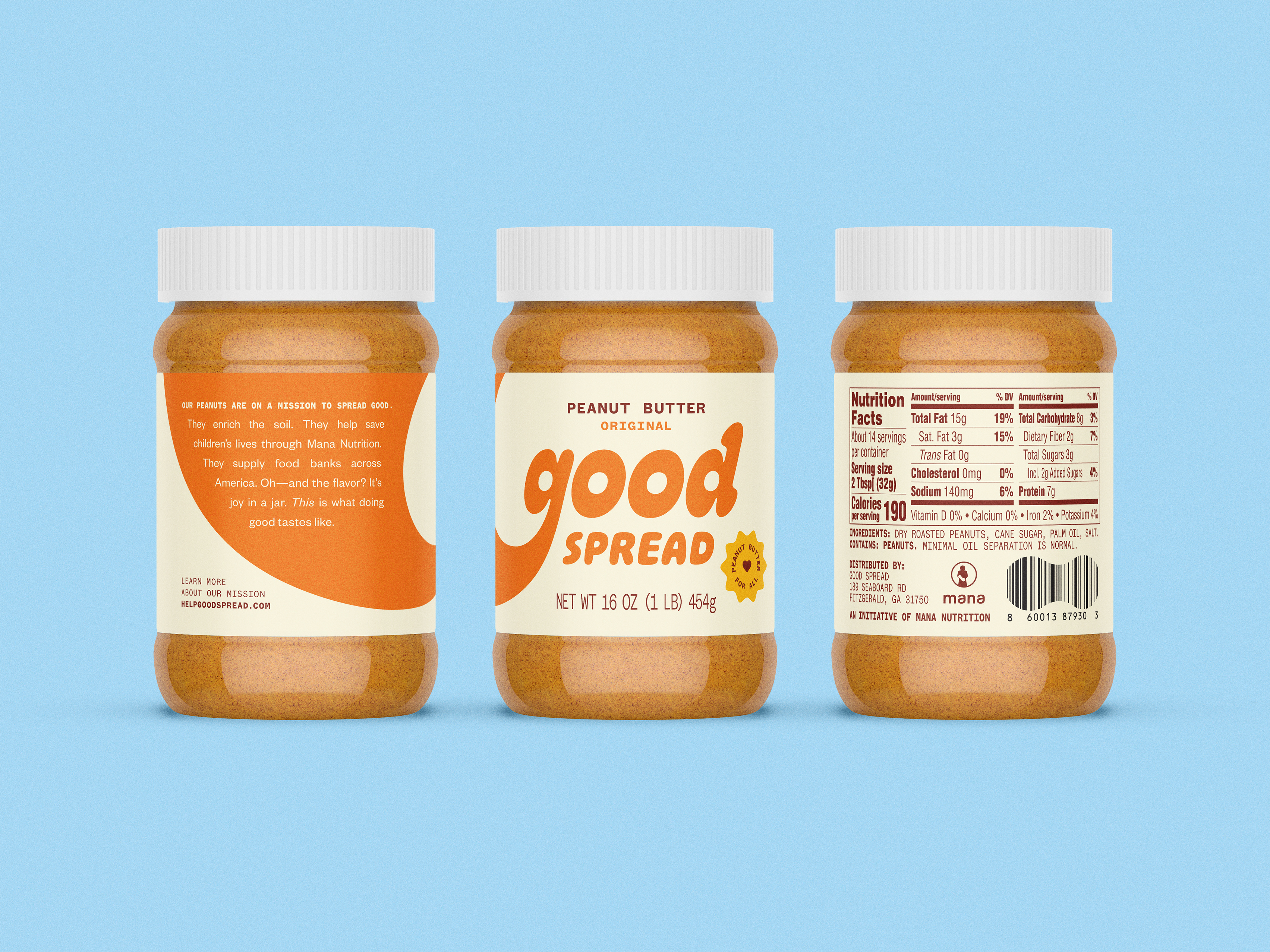 Good Spread Branding & Label 70s alabama atlanta birmingham branding cpg design feeding america good spread hunger label mana melt ohno packaging peanut peanut butter print retro softie