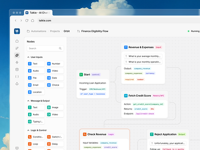 Talkie - AI Chatbot Builder ai automation b2bsoftware creatoreconomy dashboarddesign datavisualization digitalmarketing dribbbleerience fintech gassstudio interactiondesign nocode productdesign saas techstartup uiux userinterface webapplication webdesign workflow