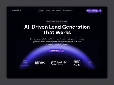 AI-Powered Lead Generation Website ai ailandingpage aitools aiwebsitedesign analytics b2b businessintelligence dataplatform leadgeneration saas ui uidesign ux webdesign