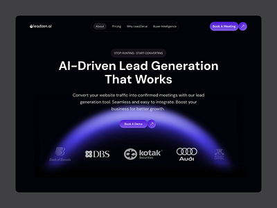 AI-Powered Lead Generation Website ai ailandingpage aitools aiwebsitedesign analytics b2b businessintelligence dataplatform leadgeneration saas ui uidesign ux webdesign