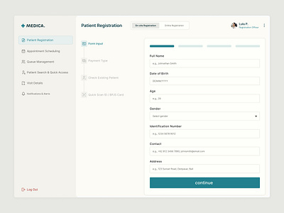 Patient Registration business clean formdesign health healthcaredesign hospital management medical data dashboard medical field medical practice management medicalui patientregistration registration saas saasdesign webapp website