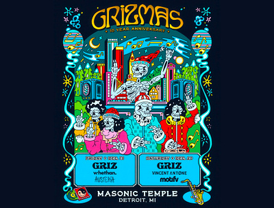 Colorful Music Festival Poster – GRiZMAS 2025 Detroit Edition grizmas detroit 2025
