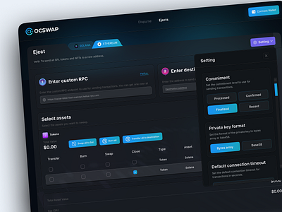 Crypto Token Dashboard cards crypto dashboard crypto exchange crypto token crypto wallet dashboard ui dex pop up search selct token swap token wallet