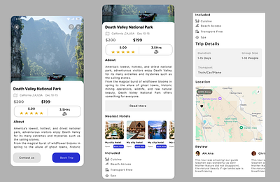 Travel App UI/UX—Exploring Death Valley app design design e commerce website figma travel app design travel appui travel card ui uiux design