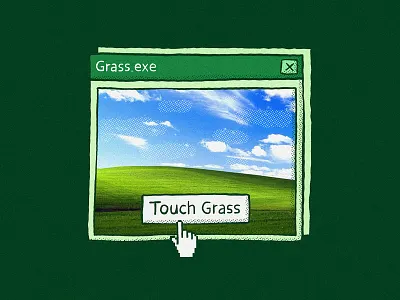 Touch Grass 2d button design desktop pc exe illustration monday nostalgia pc retro touch grass ui windows