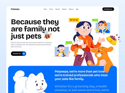 Petpeeps - Landing Page Design characterdesign design doglovers happypets home page homepage illustration illustrationoftheday landing page landingpage petcare petgrooming petlovers petparents petsarefamily petwellness techforpets ui web design website