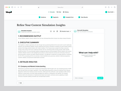 Blue-pill .ai - AI SaaS Content Writing Dashboard ai dashboard ai saas ai technology analysis artificial intelligence automation dashboard chatbox content content writing contentwriter copy writing insight machine learning saas design saas product saas ui simulation simulation ui simulator tool wavespace